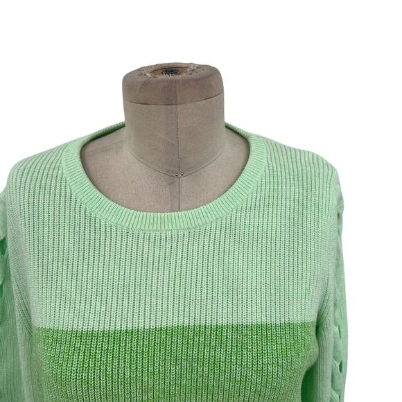 Lilly Pulitzer Cortina Sweater‎ Cut Out Sleeves Knit Ombre Green Size Large - Picture 3 of 14